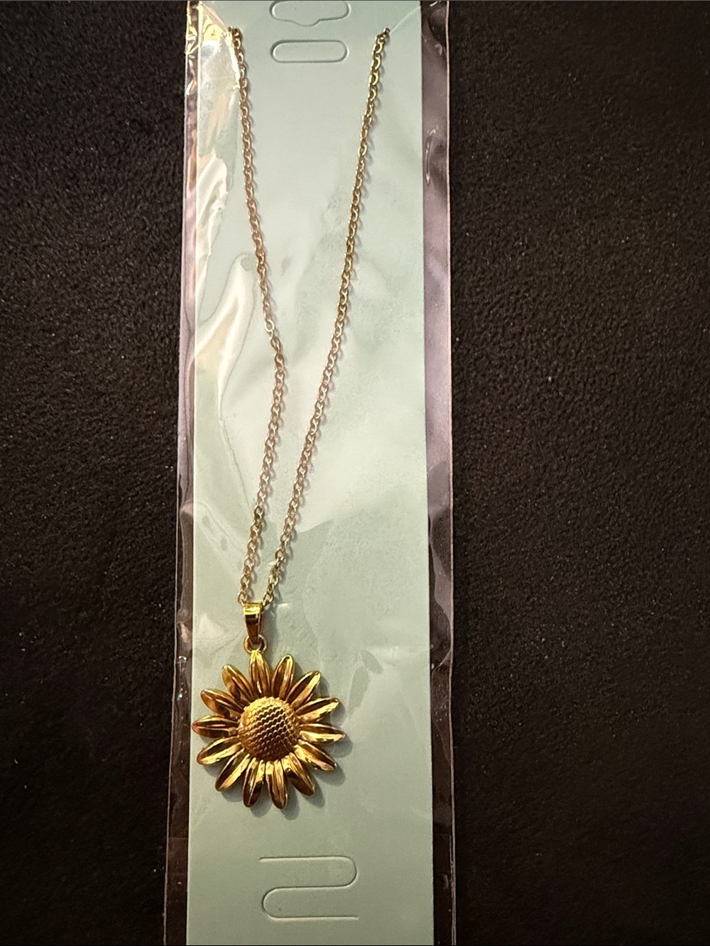Stainless Steel Sunflower Pendant Necklace - Gold-tone